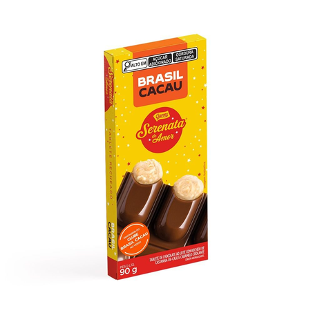 Tablete de Chocolate ao Leite e Castanha de Caju Serenata de Amor Brasil Cacau 90G