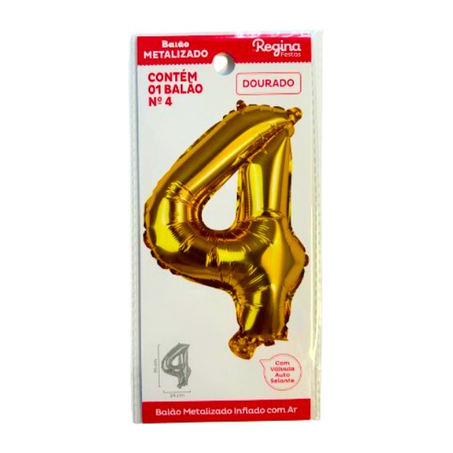 Balão Regina Metalizado Dourado N4
