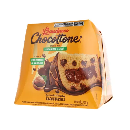 Panettone Bauducco Chocolate e Avelã Caixa 450gr 360-20