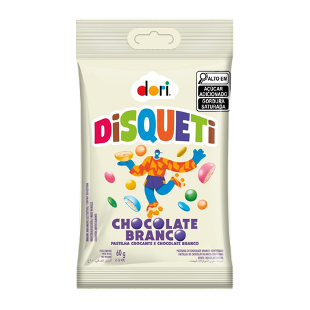 Confeito Chocolate Dori Disqueti Branco Colorido Pacote 60g 
 