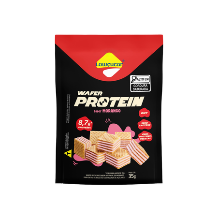 Biscoito Wafer Protein Lowçucar Morango 8,7g de Proteínas 35g