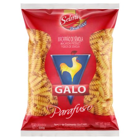 Macarrão de sêmola parafuso galo