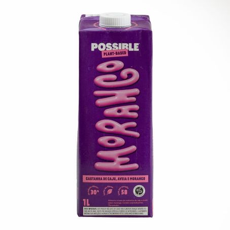 BEBIDA DE CASTANHA DE CAJU, AVEIA E MORANGO 1L POSSIBLE