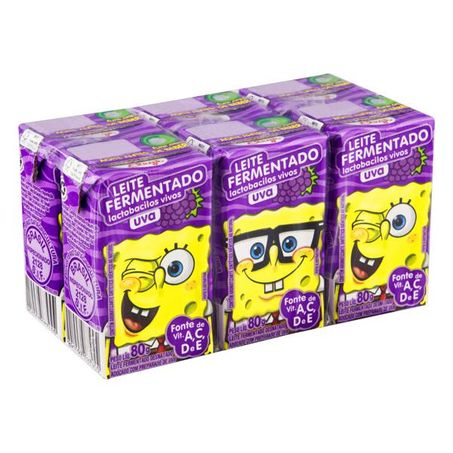 LEITE FERMENTADO BOB ESPONJA UVA C/6