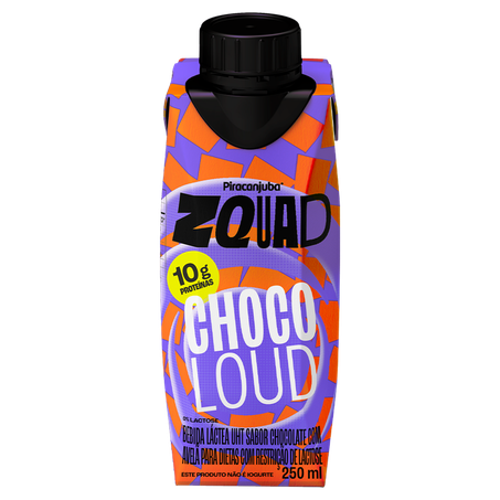 Bebida Láctea UHT Choco Loud Zero Lactose Piracanjuba Zquad Caixa 250ml