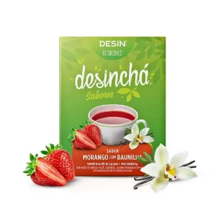 Chá de Morango Com Baunilha 10 Sachês  - Desinchá