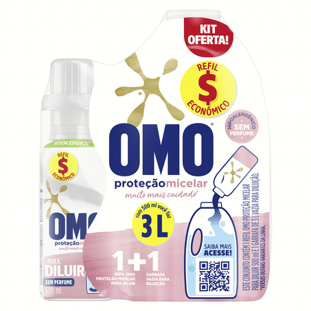 Lava roupa omo liq conc prot 500ml+grf3l