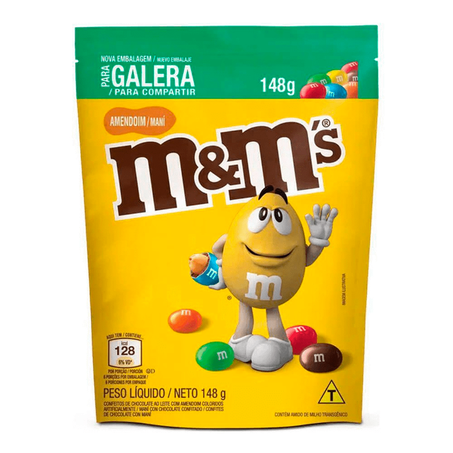 Confeitos de Chocolate Ao Leite M&M's Amendoim Sachê 148gr