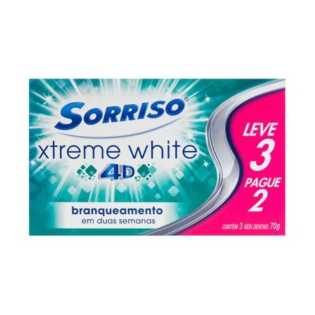 Creme Dental Sorriso Xtreme White 4d 70g Oferta 3un