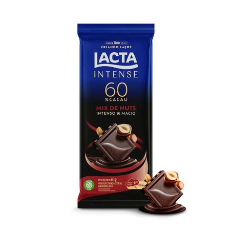 CHOCOLATE LACTA INTENSE 60% CACAU MIX NUTS 85G 360-1