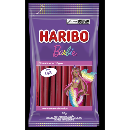 Bala Haribo Gelatina Sticks Uva Pacote 70G