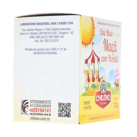 Chá Misto Chileno Maçã com Hortelã Sachê 1.2gr - Caixa com 10un - 12gr 360-12
