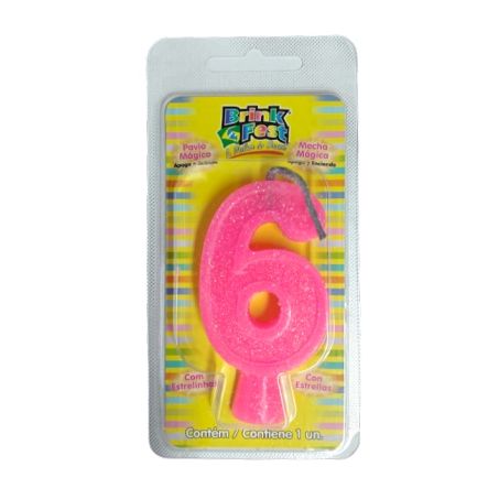 Vela de Aniversário Brinkfest Big Número Rosa N6 Embalagem 1UN