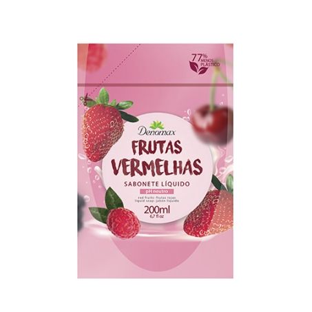 Sabonete Líquido Denomax Frutas Vermelhas Sachê 200ml - Refil
