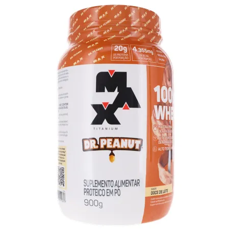 SUPLEMENTO WHEY PROTEIN MAX TITANIUM DR.PEANUT DOCE DE LEITE POTE 900G 360-33