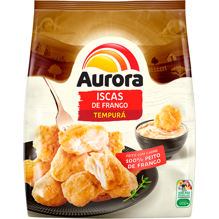 ISCAS DE FRANGO EMPANADA AURORA TEMPURÁ PACOTE 600G