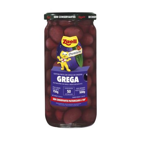 AZEITONA ZAELI PRETA GREGA PREMIUM VD 500G