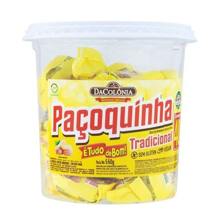 Pack Paçoquinha Tradicional Dacolônia Pote 40 Unidades 560G