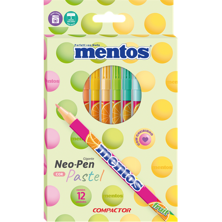 Caneta hidrográfica compactor neo pen mentos com 12 cores
