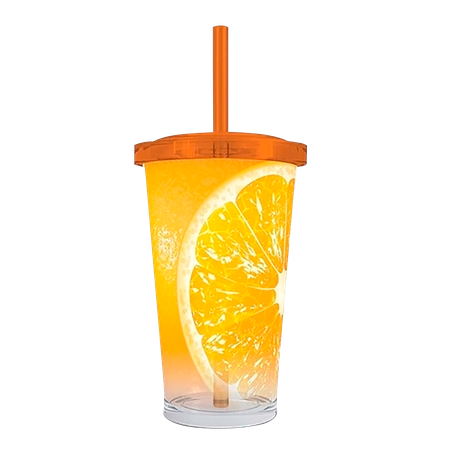 Copo com canudo frutas 650ml 837244
