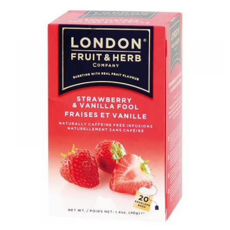 Chá inglês london misto sabor morango com baunilha 40g com 20 sachês