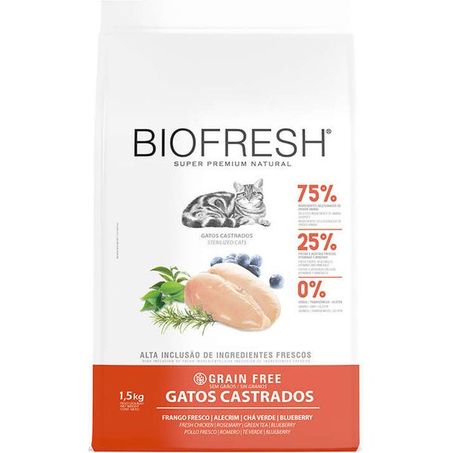 Ração Seca Biofresh Frango Gatos Castrados 1,5Kg