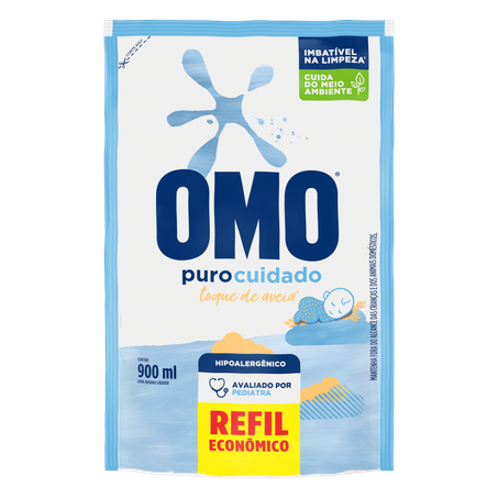 Lava roupas omo puro cuidado refil 900ml