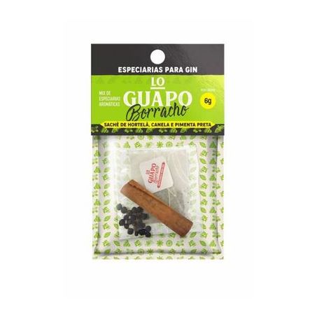 ESPECIARIAS PARA GIN SACHE DE HORTELA CANELA PIMENTA PRETA LO GUAPO BORRACHO 6G