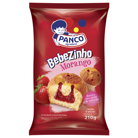 Bolo Bebezinho Panco Morango 210g 6un 
 