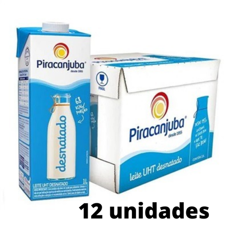 Leite uht piracanjuba pcc/12x1l desnatado tampa e rosca
