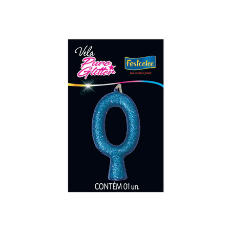 VELA PURO GLITTER AZUL N0 FESTCOLOR 