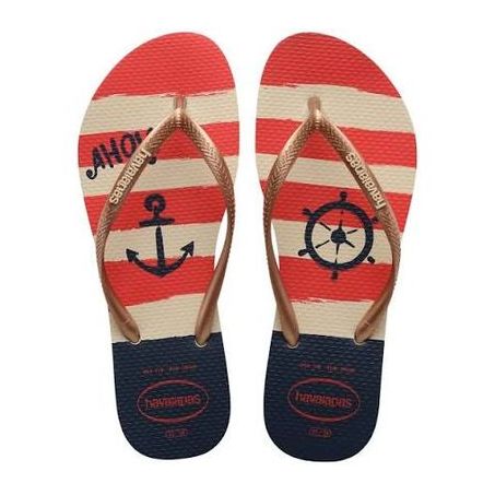 Sand hav slim nautical bege palha/rose gold 37/38