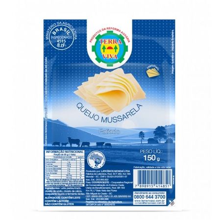 Queijo mussarela fatiado terra viva 150g