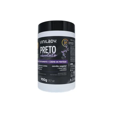 Creme de Tratamento + Creme de Pentear Vinilady Preto Absoluto Pote 900gr 360-3