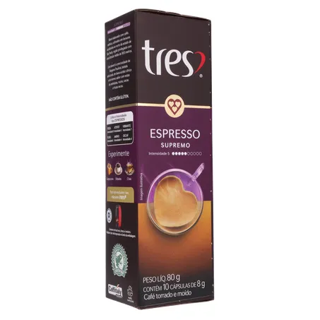 CAFÉ CÁPSULAS TRES ESPRESSO SUPREMO C/10 UN 360-33