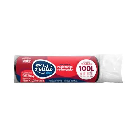 Saco Lixo Felita Clean com 15 Rolo 100LT