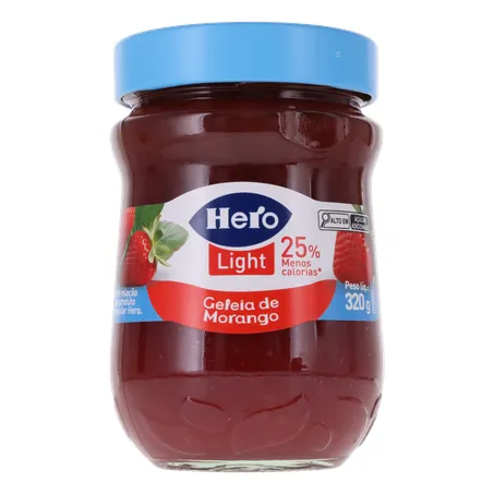 GELEIA HERO LIGHT MORANGO VIDRO 320G 360-0