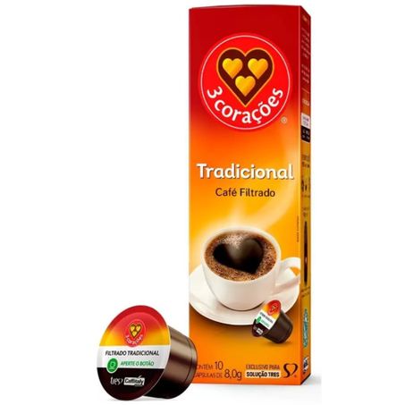 Capsulas cafe 3 coracoes 10un tradicional