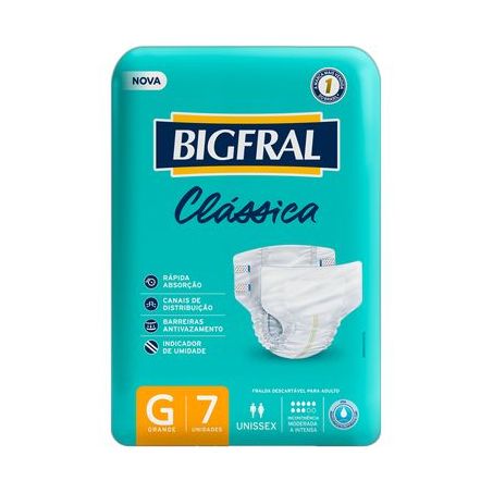 Fralda Descartável Adulto Bigfral Clássica G Pacote 7 Unidades