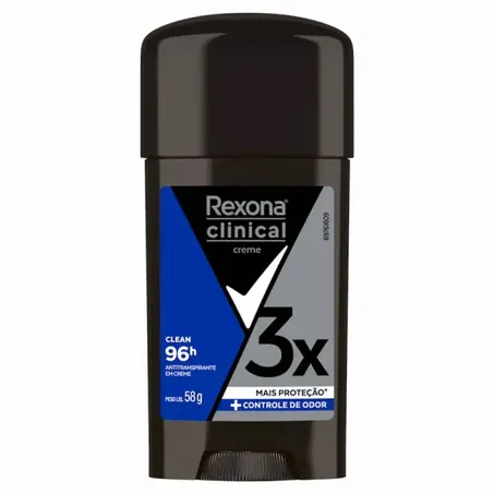 Antitranspirante em Creme Rexona Clinical Clean 96h Caixa 58gr