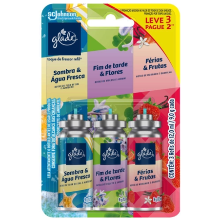 Purificador ambiente glade spray refil 12ml sombra c/3un lv3pg2