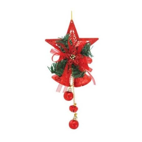 Enfeite sinos decorados estrela e bola 30cm yangzi
