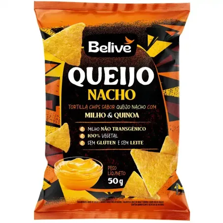 TORTILLA CHIPS SABOR QUEIJO NACHO 50G - BELIVE