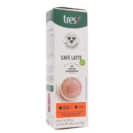Café com Leite em Cápsula 3corações Latte Vegano Caixa com 10un - 110gr 360-34