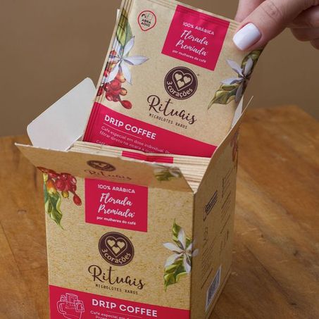 Cafe 3 corações drip coffee rituais microlote florada 88+ pontos 100g 360-1
