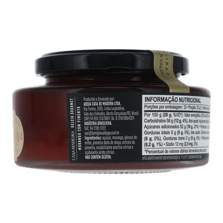Geleia de Morango com Pimenta Casa Madeira Gourmet Pote de Vidro 240gr 360-13