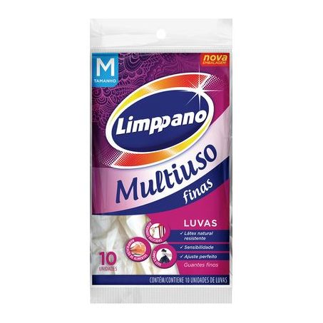 Luva Multiuso Limppano Fina M Embalagem 10UN