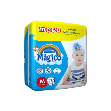 Fralda Mundo Magico Mega M com 70 Unidades