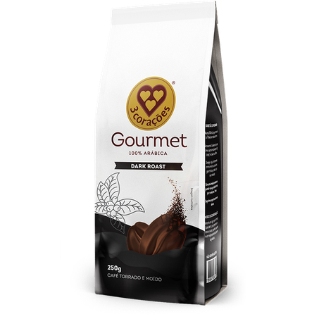 Café 3 Corações Gourmet Dark Roast Pacote 250g 