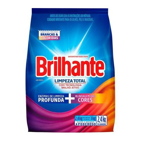 Lava Roupas Brilhante Em Pó Limpeza Total Sachê 2,4kg 
 